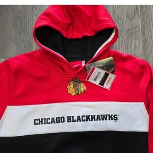 Reebok Chicago Blackhawks Youth Hoody Red Black White NHL Hockey Sz L 14-16